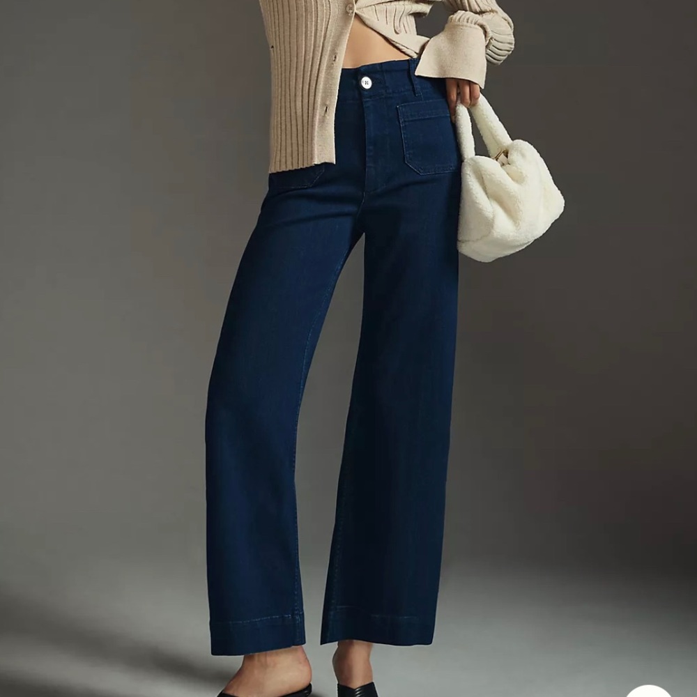Anthropologie Colette Denim Cropped Wide-Leg Jeans